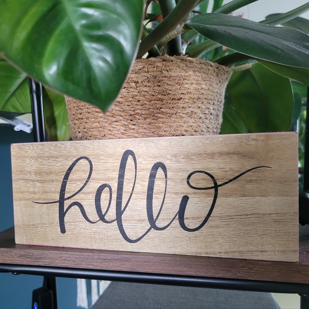 FREE* Welcoming Wooden Box Hello Sign Home Design